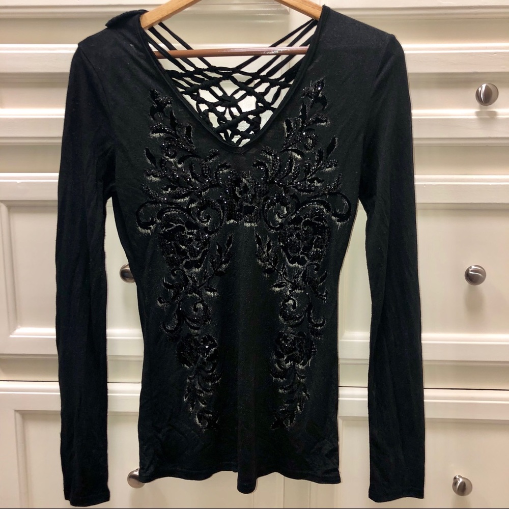 Miss Me black embellished top